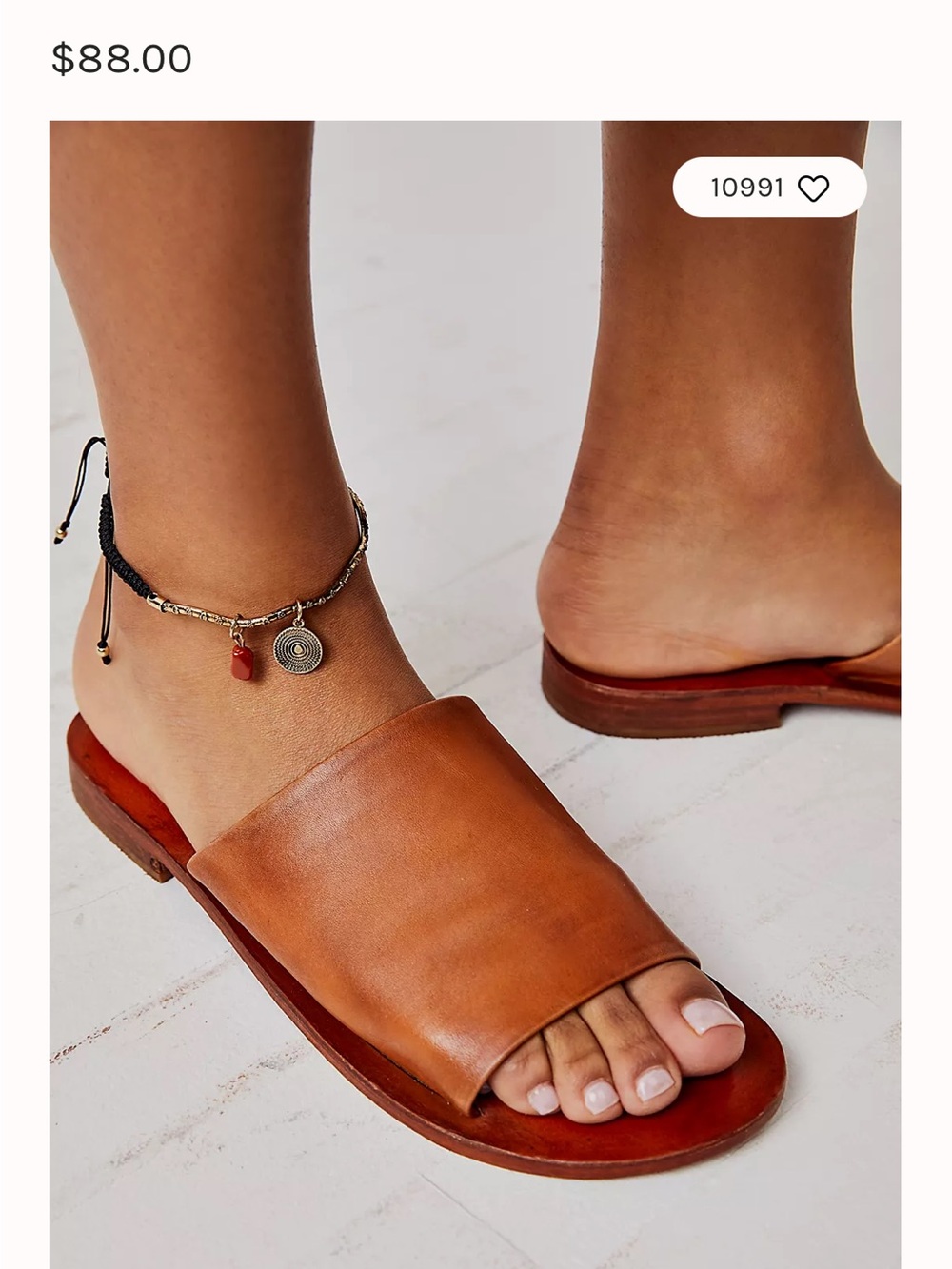 Free People Tan Leather Slide Sandals- Vincente in size 39